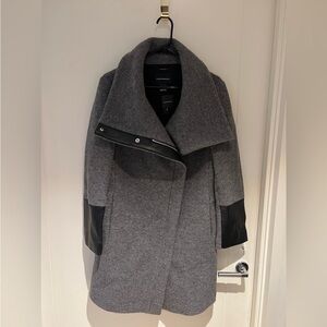 New with tags Club Monaco pea coat jacket with real leather trim.